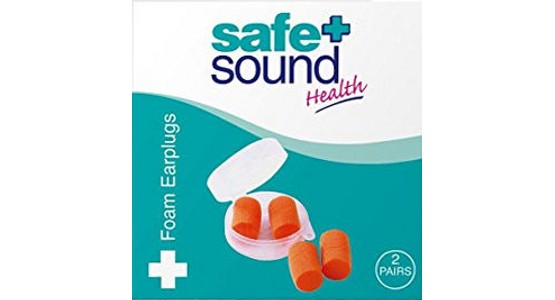 Safe & Sound Health Foam Earplugs Soft Slow Expanding Comfort Sleep Swim 2 Pairs