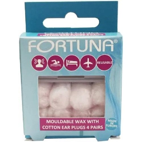 FORTUNA MOULDABLE WAX WITH COTTON EAR PLUGS 4 PAIRS