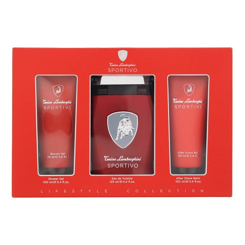 Tonino Lamborghini Sportivo 125ml Edt+100ml S/G+ 100ml Aftershave Balm Gift Set