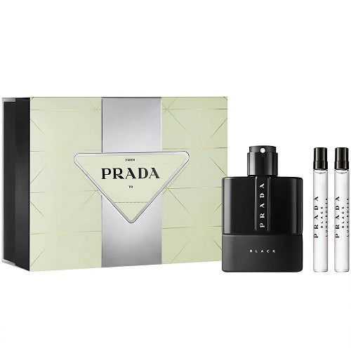 Prada Luna Rossa Black 100ml Eau De Parfum Spray + 2 x 10ml EDP Spray Gift Set 2023