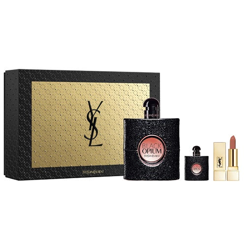 Yves Saint Laurent Black Opium 90ml EDP Spray + 7.5ml Splash + 1.3g Lipstick Gift Set