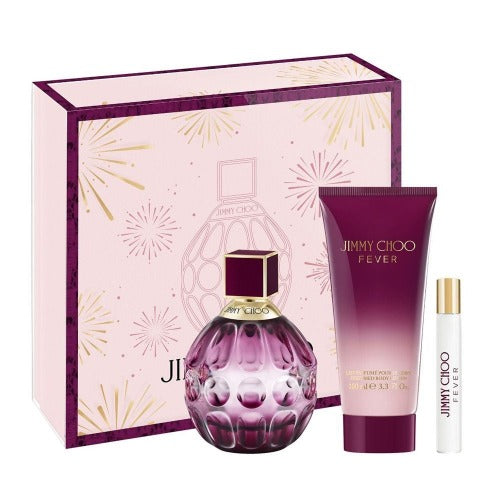 Jimmy Choo Fever 100ml EDP Spray + 7.5ml Spray + 100ml Perfumed Body Lotion Gift Set