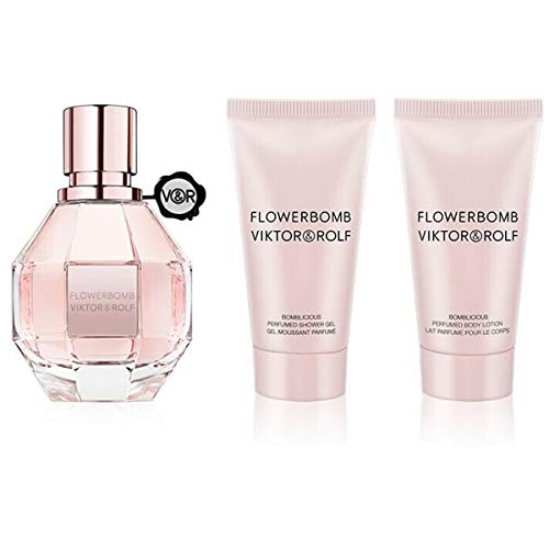 Viktor & Rolf Flowerbomb 30ml Eau De Parfum Spray + 50ml Shower Gel & 50ml Body Lotion Gift Set