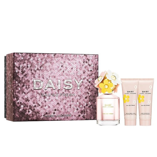 Marc Jacobs Daisy Eau So Fresh 75ml EDT Spray+ 75ml Body Lotion +75ml Shower Gel Gift Set 2023