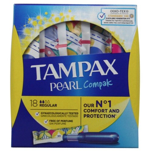 Tampax Pearl Compak Regular Tampons Pack Of 18