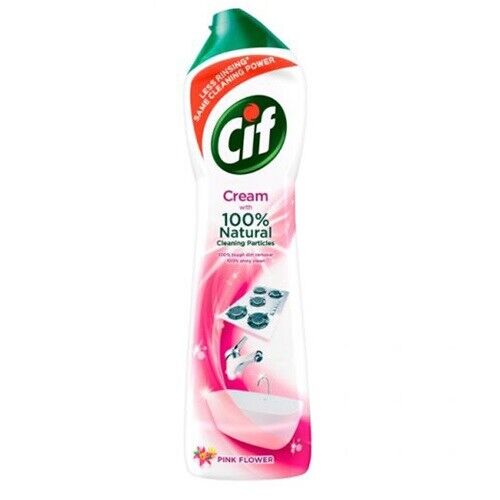 Cif Cream 100% Natural Cleaning Particles Pink Flower Dirt Removal Spray -500ml