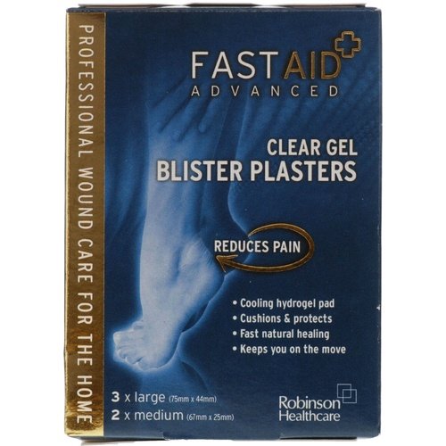 Fast Aid Clear Gel Blister Plasters - 3 X Large 2 X Medium