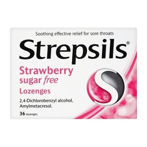 Strepsils Strawberry Sugar Free Lozenges 36