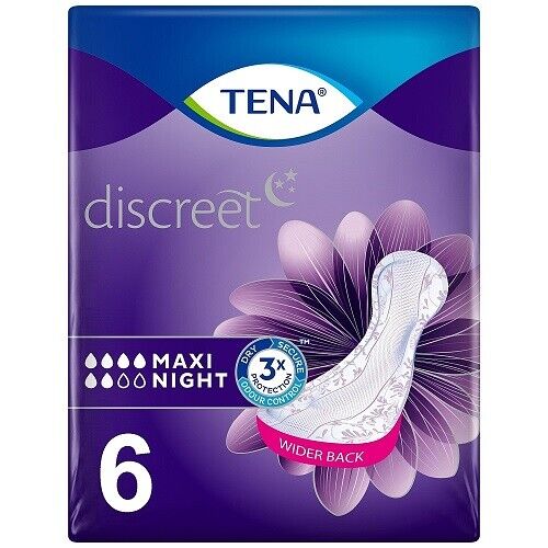 TENA LADY  DISCREET MAXI NIGHT 6 PAD'S