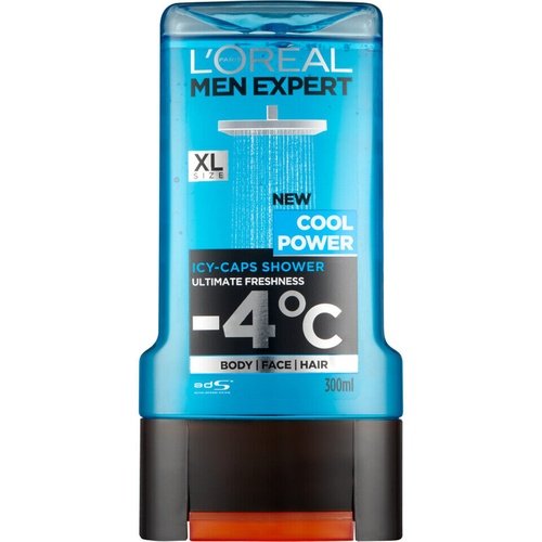 L'oreal Men Expert Cool Power Icy-caps Shower Gel Icy Caps Body Face Hair 300ml