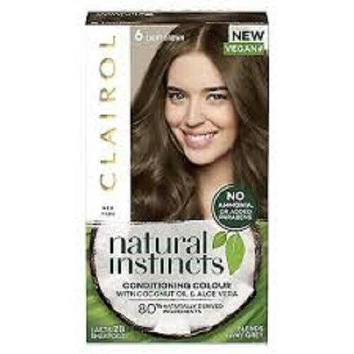 Clairol Natural Instincts Hair Color Dye No Ammonia 6 Light Brown Brand New