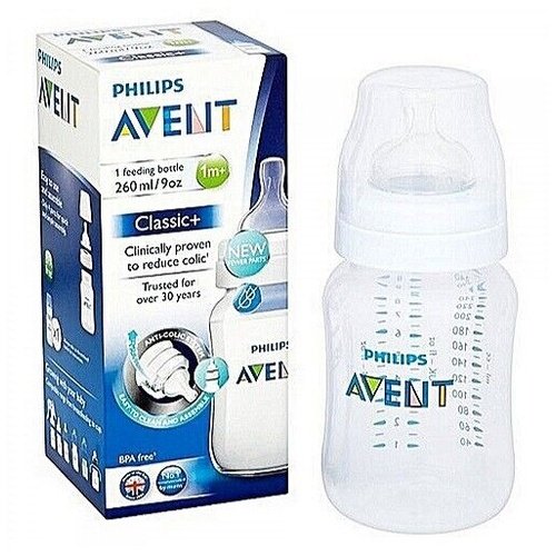 Avent Classic+ Reduces Colic And Discomfort Feeding Bottle 1m+ 260ml 1 Bottle