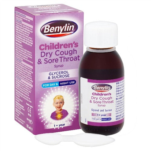 Benylin Children's Dry Cough & Sore Throat Syrup For 1+ Year - 125ml