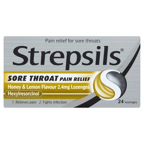 STREPSILS SORE THROAT PAIN RELIEF HONEY & LEMON FLAVOUR  24 LOZENGES