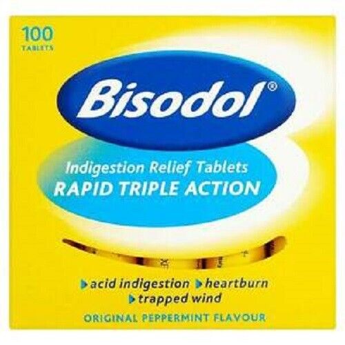 Bisodol Indigestion Relief 100 Tablets Rapid Triple Action