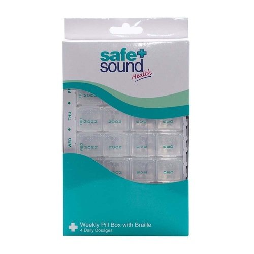 Safe + Sound Weekly Pill Box With Braille - 4 Daily Dosages