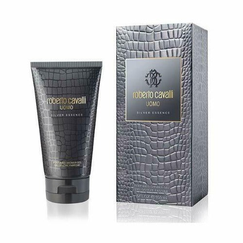 ROBERTO CAVALLI UOMO 150ML SILVER ESSENCE PERFUMED SHOWER GEL FOR MEN NEW&SEALED - LuxePerfumes