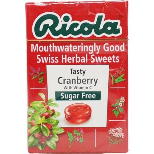 Ricola Tasty Cranberry Vitamin C Sugar Free Swiss Herb Drops 45g