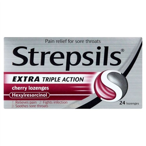 Strepsils Extra Triple Action Cherry Lozenges 24 Lozenges