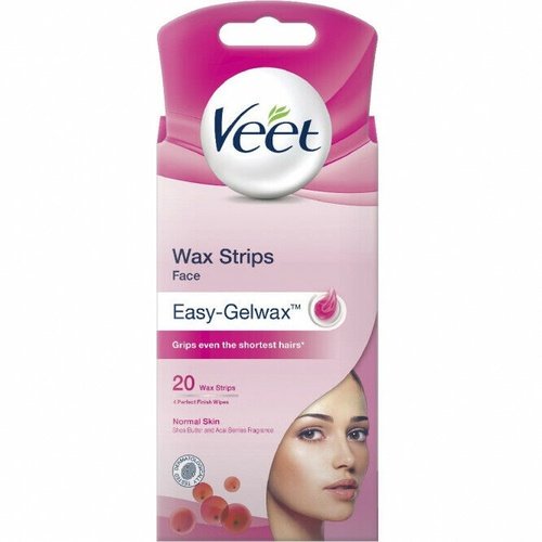 Veet 20 Wax Strips With Easy Gel For Face Normal Skin