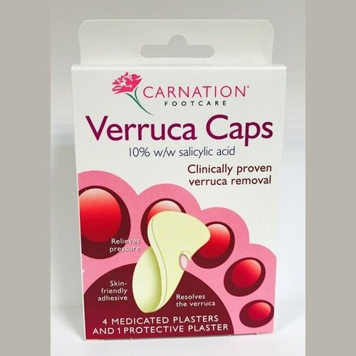 Carnation Verruca Caps - 4 Medicated And 1 Protective Plaster