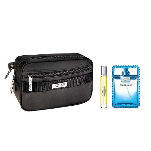 VERSACE MAN EAU FRAICHE 100ML EDT + 10ML EDT + WASHBAG BRAND NEW GIFT SET - LuxePerfumes