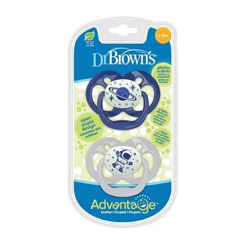 Dr. Brown's Advantage Glow In The Dark Soother 2pcs 6-18m