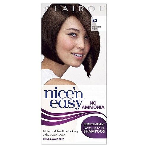 Clairol Nice'n Easy 82 Dark Warm Brown No Ammonia 24 Shampoos