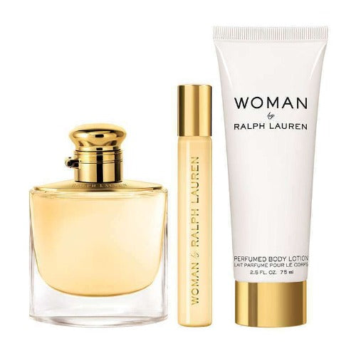 Ralph Lauren Woman 50ml Edp +10ml Edp Rollerball + 75ml Body Lotion Gift Set New