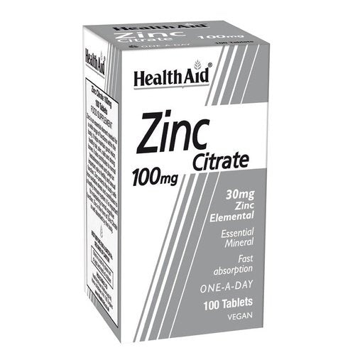 Health Aid Zinc Citrate 100mg - 100 Tablets