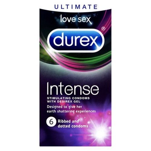 Durex Intense Stimulating Condoms With Desirex Gel - 6 Ribbed And Dotted Condoms