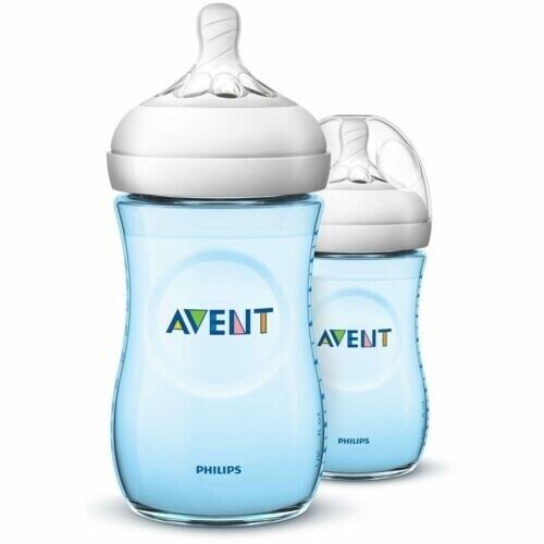 Philips Avent Natural Baby Bottles 260ml - Blue Twin Pack