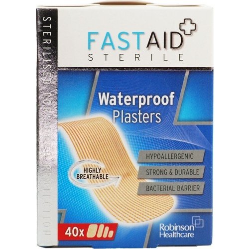 Fast Aid Sterile Waterproof Plasters - 40 X Assorted Size Plasters