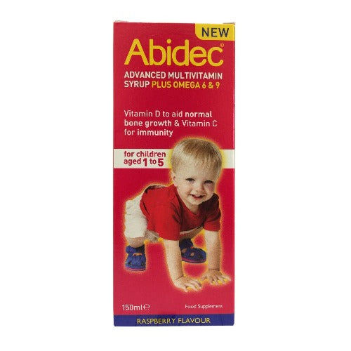 Abidec Advanced Multivitamin plus Omega 6 & 9 150ml Raspberry Flavour Syrup