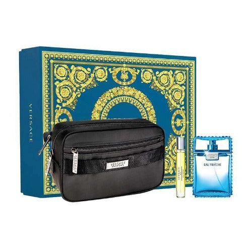 VERSACE MAN EAU FRAICHE 100ML EDT + 10ML EDT + WASHBAG BRAND NEW GIFT SET - LuxePerfumes