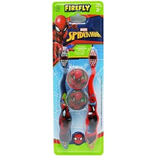 Firefly Marvel Spiderman Twin Pack Toothbrushes And Caps