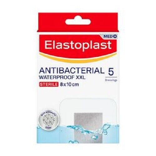 Elastoplast Antibacterial 5 Watreproof Xxl 8x10cm-5 Dressings