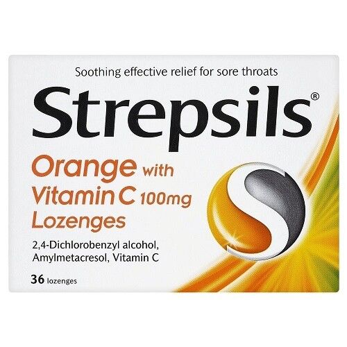 Strepsils Orange With Vitamin C 100mg 36 Lozenges