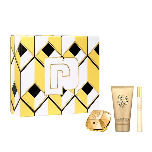 Paco Rabanne Lady Million 80ml Eau De Parfum + 10ml Eau De Parfum Spray + 100ml Body Lotion Gift Set