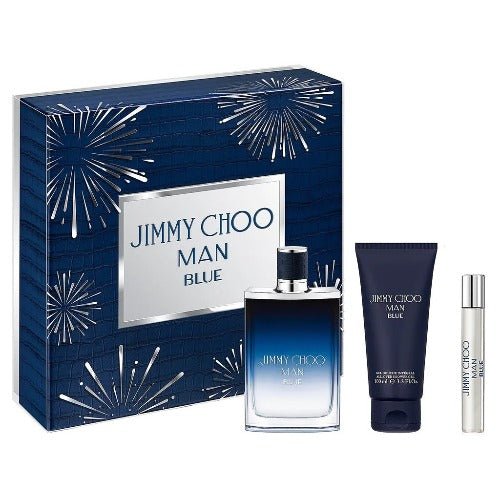 Jimmy Choo Man Blue 100ml EDT Spray + 7.5ml EDT Spray + 100ml All-Over Shower Gel Gift Set