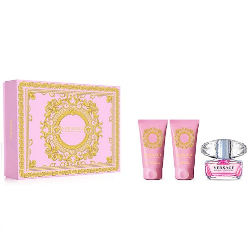 Versace Bright Crystal 50ml EDT Spray + 50ml Body Lotion + 50ml Shower Gel Gift Set 2023