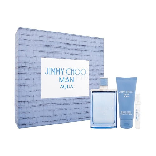 Jimmy Choo Man Aqua 100ml EDT Spray + 7.5ml EDT Spray + 100ml All-Over Shower Gel Gift Set