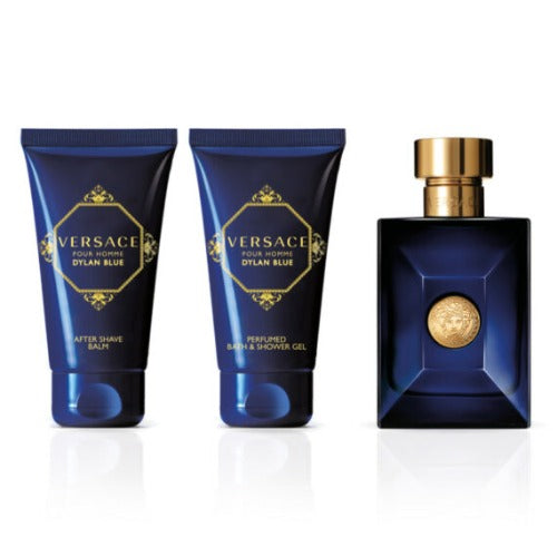 Versace Dylan Blue 50ml Edt Spray + 50ml Bath & Shower Gel + 50ml A/S Balm Gift Set