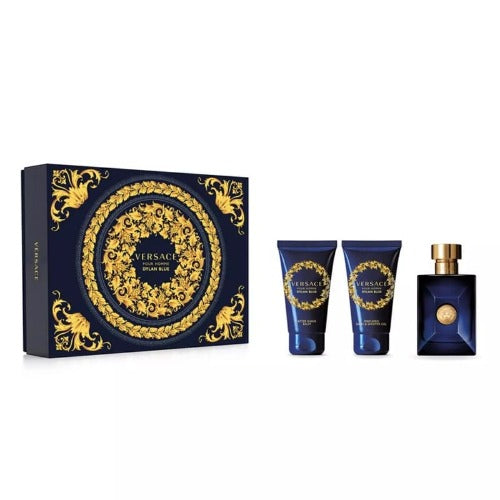 Versace Dylan Blue 50ml Edt Spray + 50ml Bath & Shower Gel + 50ml A/S Balm Gift Set