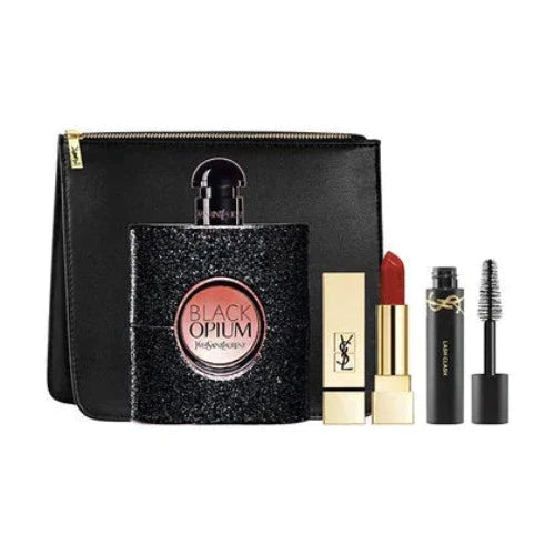 Yves Saint Laurent Black Opium 90ml EDP Spray+ 2ml Mascara+1.3g Lipstick+ Pouch Gift Set