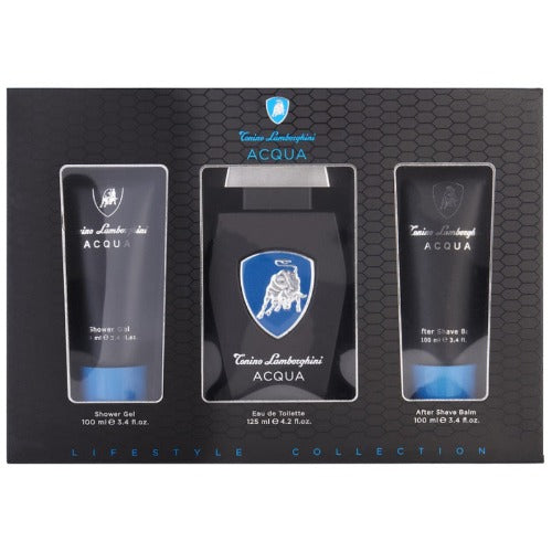 Tonino Lamborghini Acqua 125ml EDT +100ml S/G + 100ml Aftershave Balm Gift Set